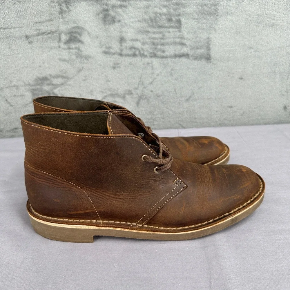 Clarks Bushacre 2 Chukka Boot Mens 10.5 Brown Leather Ultimate Comfort Lace Up